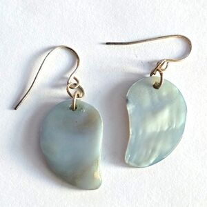 Seashell earrings baby blue pale pastel sea shell ocean beach mermaid coastal